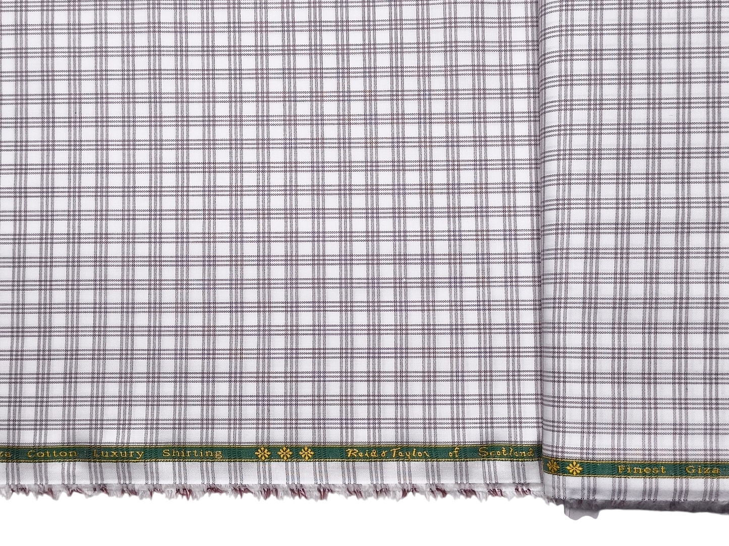 Reid & Taylor Finest Giza Cotton Luxury Shirting Fabric (Brown , Checks)