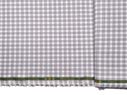 Reid & Taylor Finest Giza Cotton Luxury Shirting Fabric (Brown , Checks)