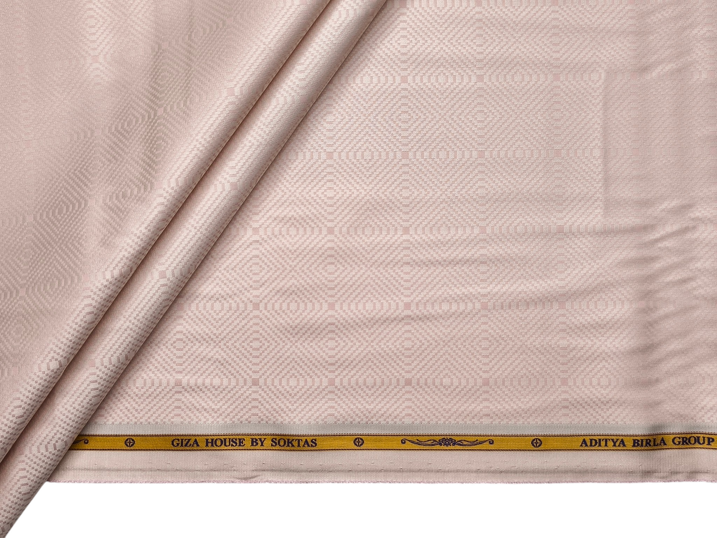 Giza House By Soktas 100% Premium Giza Cotton Shirting Fabric (Peach , Jacquard)