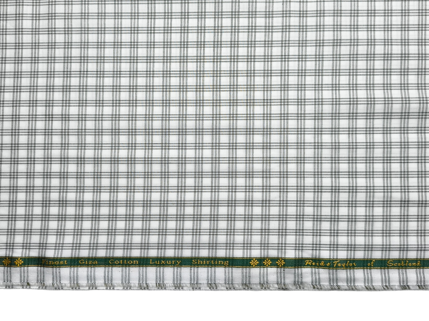 Reid & Taylor Finest Giza Cotton Luxury Shirting Fabric (Sage Green , Checks)