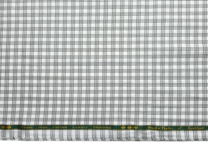 Reid & Taylor Finest Giza Cotton Luxury Shirting Fabric (Sage Green , Checks)