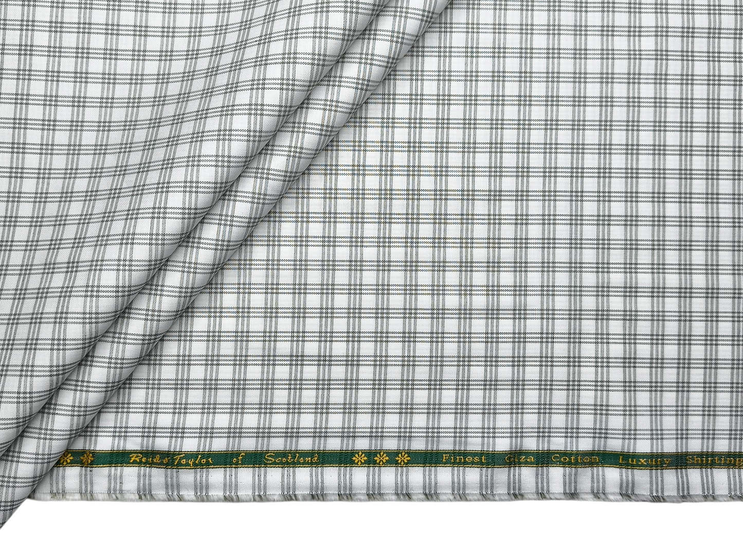 Reid & Taylor Finest Giza Cotton Luxury Shirting Fabric (Sage Green , Checks)