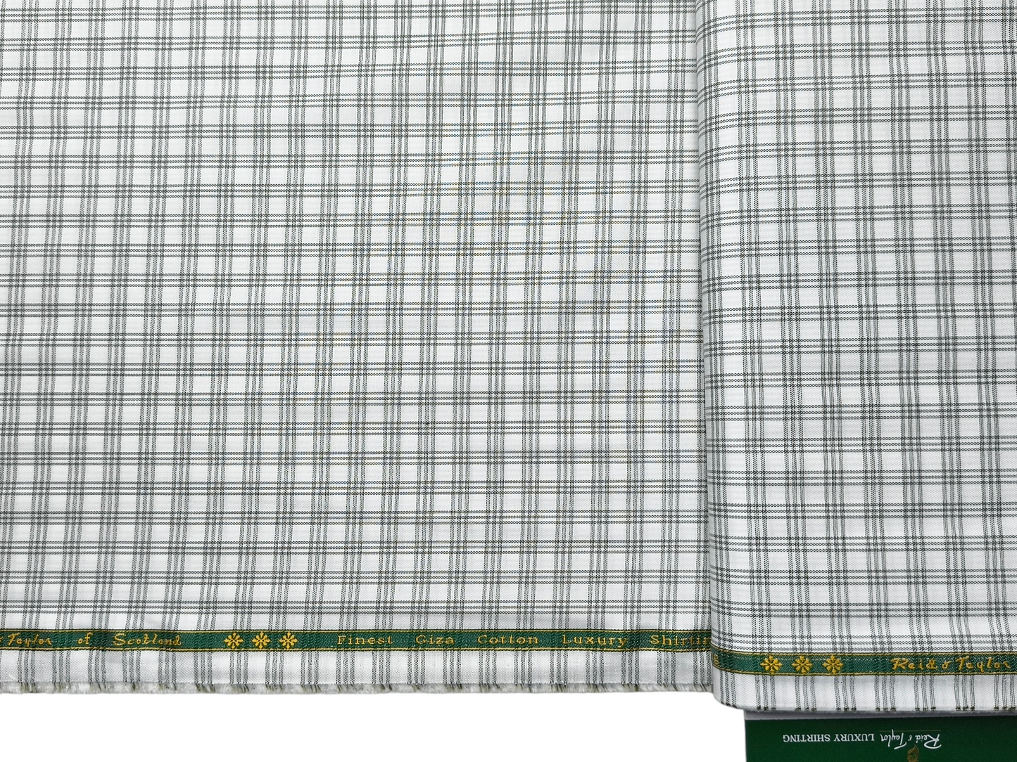 Reid & Taylor Finest Giza Cotton Luxury Shirting Fabric (Sage Green , Checks)