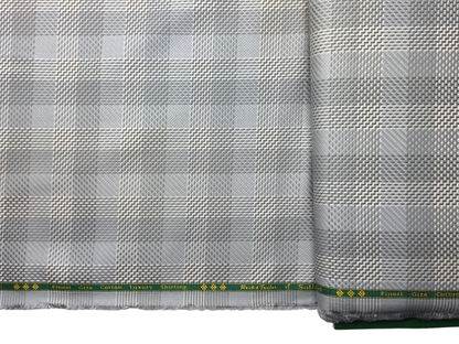 Reid & Taylor Finest Giza Cotton Luxury Shirting Fabric (Pista Grey, Windowpane Checks)