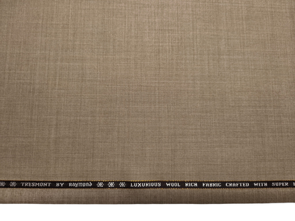 Raymond Tresmont 60% Merino Wool Blended Super 140s Premium Suiting Fabric (Dark Beige, Plain)