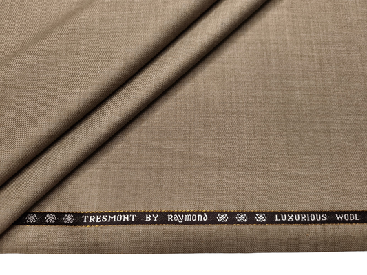 Raymond Tresmont 60% Merino Wool Blended Super 140s Premium Suiting Fabric (Dark Beige, Plain)