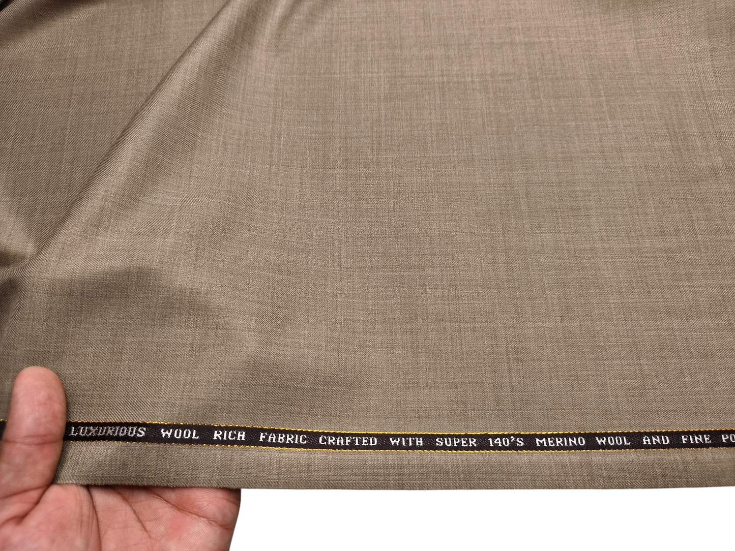 Raymond Tresmont 60% Merino Wool Blended Super 140s Premium Suiting Fabric (Dark Beige, Plain)