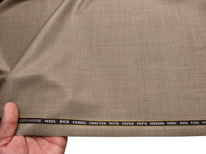 Raymond Tresmont 60% Merino Wool Blended Super 140s Premium Suiting Fabric (Dark Beige, Plain)