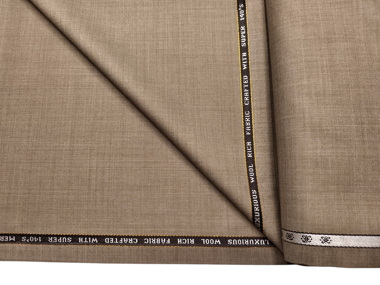 Raymond Tresmont 60% Merino Wool Blended Super 140s Premium Suiting Fabric (Dark Beige, Plain)