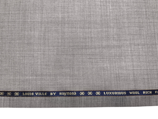Raymond Louis Ville 60% Merino Wool Blended Super 140s Premium Suiting Fabric (Light Grey, Plain)