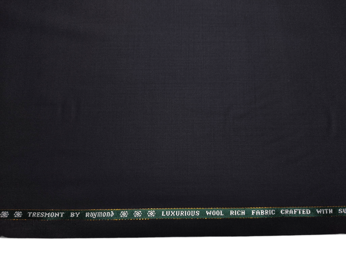 Raymond Tresmont 60% Merino Wool Blended Super 140s Premium Suiting Fabric (Pure Black, Twill Weave)