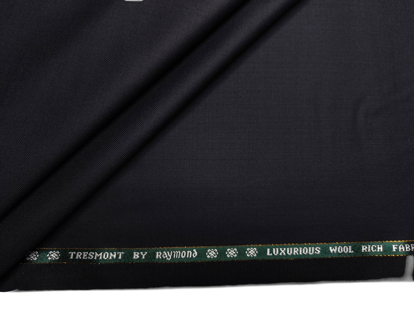 Raymond Tresmont 60% Merino Wool Blended Super 140s Premium Suiting Fabric (Pure Black, Twill Weave)