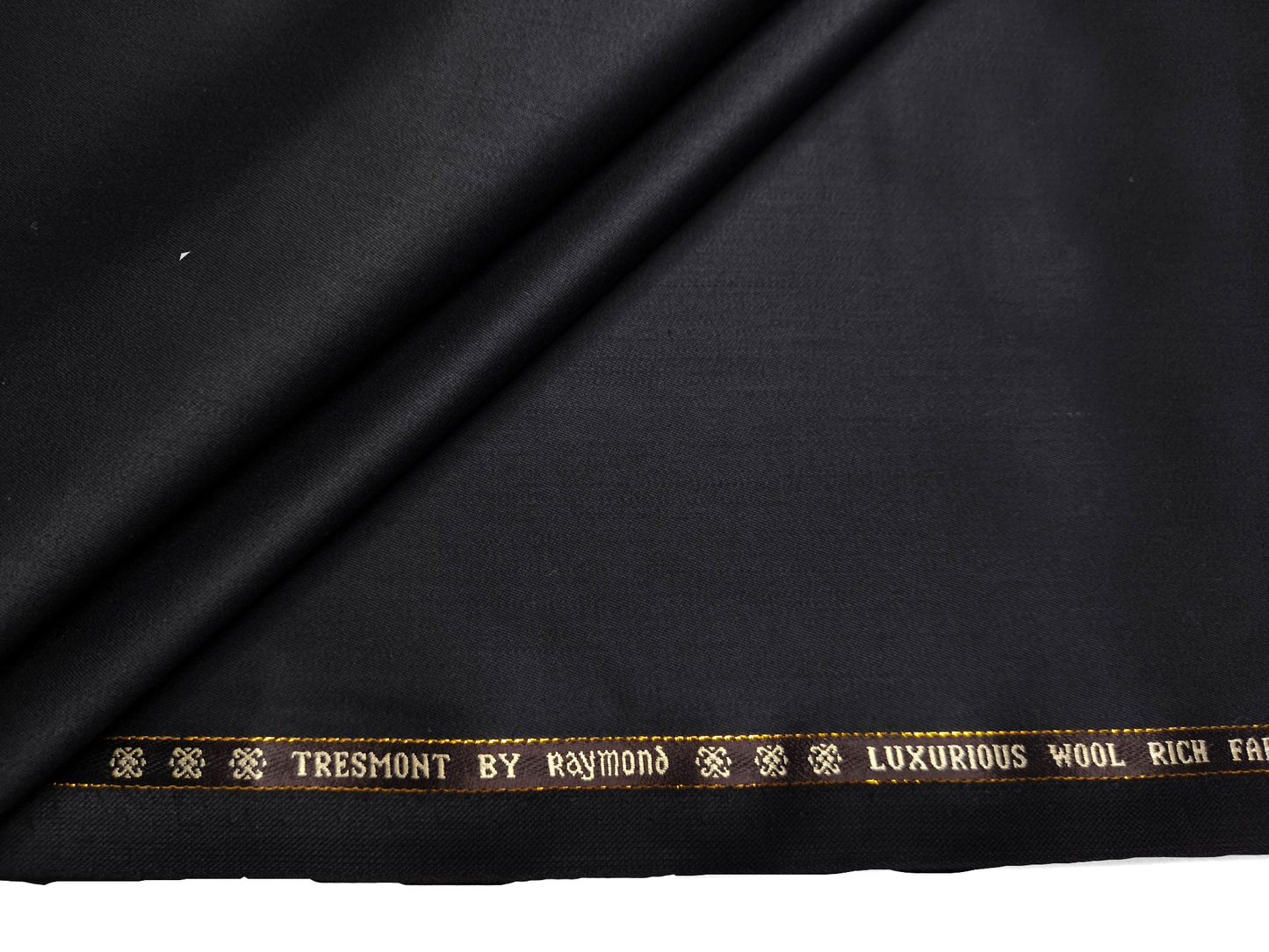 Raymond Tresmont 60% Merino Wool Blended Super 140s Premium Suiting Fabric (Pure Black, Satin Weave)