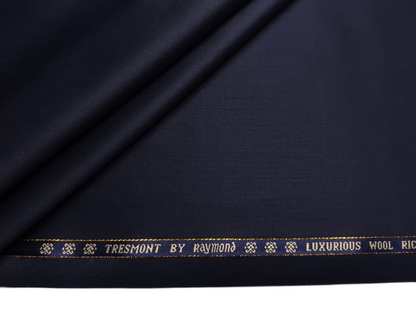 Raymond Tresmont 60% Merino Wool Blended Super 140s Premium Suiting Fabric (Classic Dark Blue, Satin Weave)