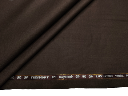 Raymond Tresmont 60% Merino Wool Blended Super 140s Premium Suiting Fabric (Dark Brown, Plain)