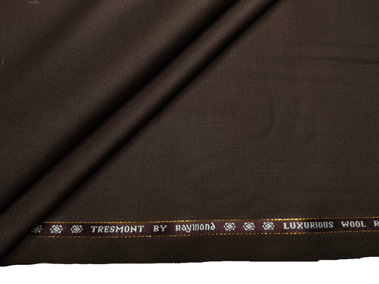 Raymond Tresmont 60% Merino Wool Blended Super 140s Premium Suiting Fabric (Dark Brown, Plain)