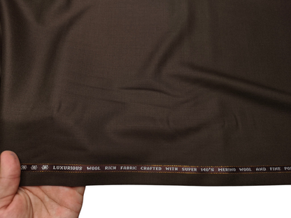 Raymond Tresmont 60% Merino Wool Blended Super 140s Premium Suiting Fabric (Dark Brown, Plain)
