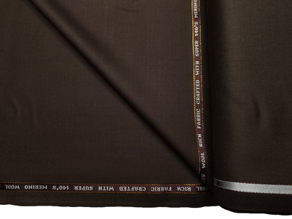 Raymond Tresmont 60% Merino Wool Blended Super 140s Premium Suiting Fabric (Dark Brown, Plain)