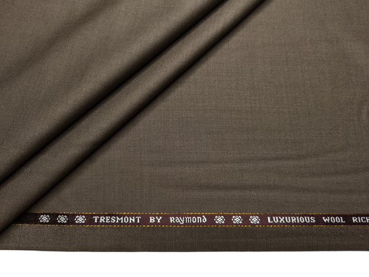 Raymond Tresmont 60% Merino Wool Blended Super 140s Premium Suiting Fabric (Olive Brown, Plain)