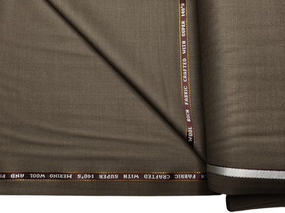 Raymond Tresmont 60% Merino Wool Blended Super 140s Premium Suiting Fabric (Olive Brown, Plain)