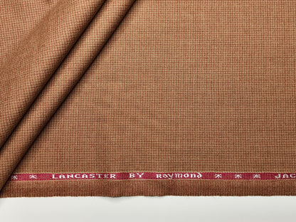 Raymond Lancaster 100% Wool Jacketing Suiting Fabric (Light Rust, Micro Houndstooth)