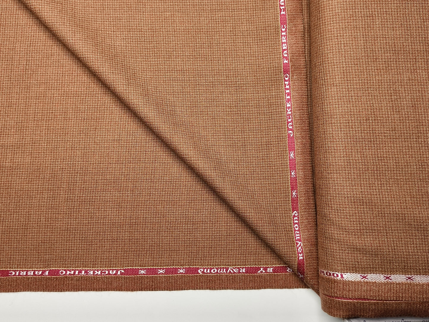 Raymond Lancaster 100% Wool Jacketing Suiting Fabric (Light Rust, Micro Houndstooth)