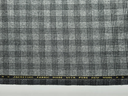 Raymond Scotsman 100% Wool Jacketing Suiting Fabric (Grey & Black, Houndstooth Checks)