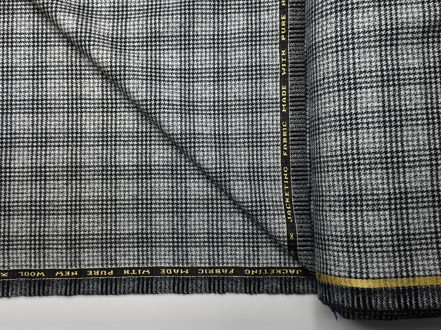 Raymond Scotsman 100% Wool Jacketing Suiting Fabric (Grey & Black, Houndstooth Checks)