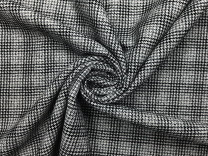 Raymond Scotsman 100% Wool Jacketing Suiting Fabric (Grey & Black, Houndstooth Checks)