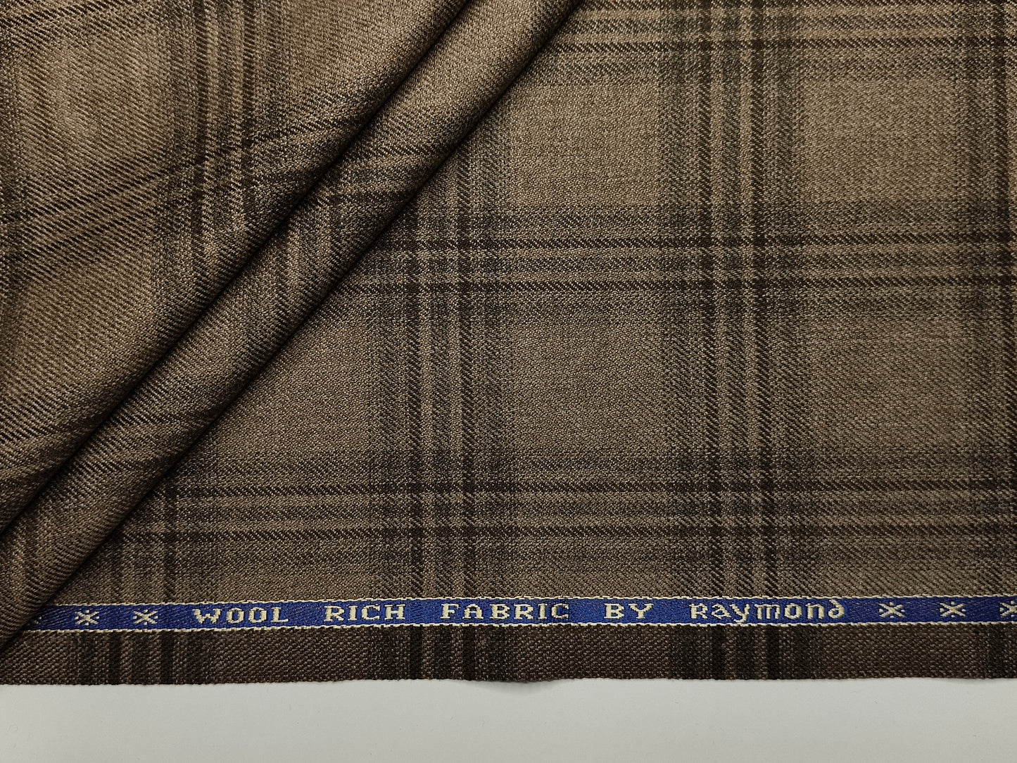 Raymond Wool Blended Jacketing Suiting Fabric (Dark Coffee, Large Checks)