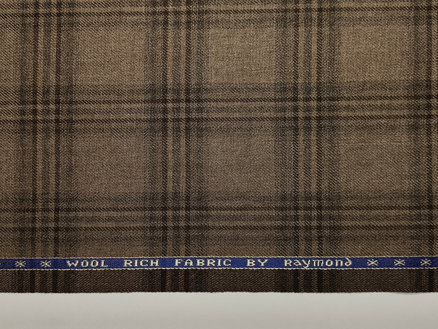Raymond Wool Blended Jacketing Suiting Fabric (Dark Coffee, Large Checks)