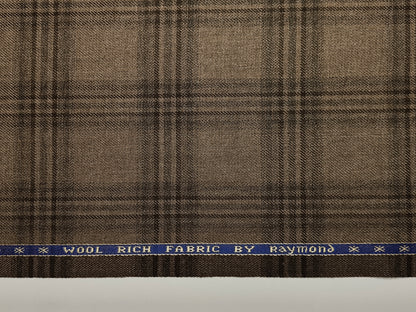 Raymond Wool Blended Jacketing Suiting Fabric (Dark Coffee, Large Checks)