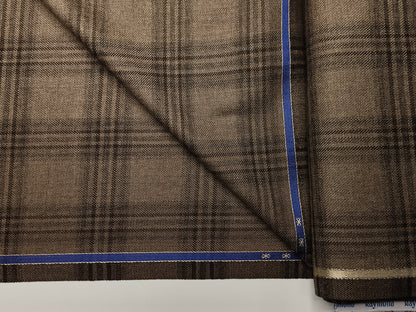 Raymond Wool Blended Jacketing Suiting Fabric (Dark Coffee, Large Checks)