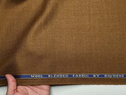 Raymond Wool Blended High GSM Suiting Fabric (Camel Brown, Twill Weave)