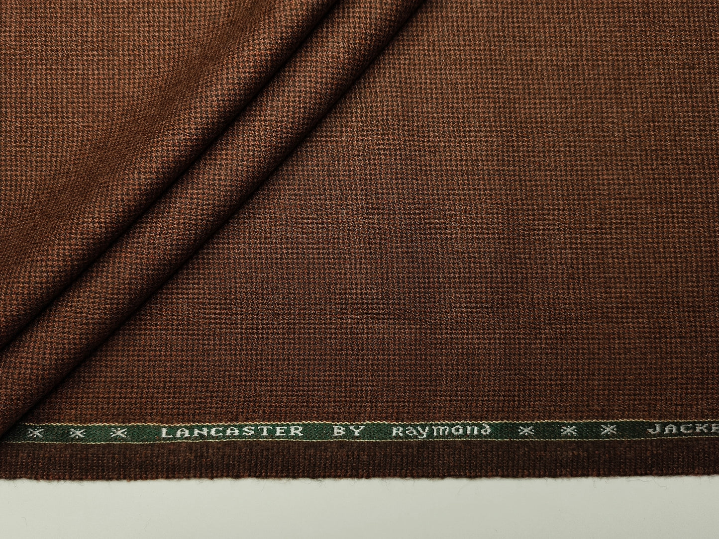 Raymond Lancaster 100% Wool Jacketing Suiting Fabric (Rust, Micro Houndstooth)