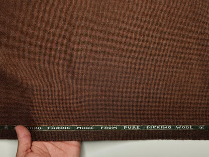 Raymond Lancaster 100% Wool Jacketing Suiting Fabric (Rust, Micro Houndstooth)