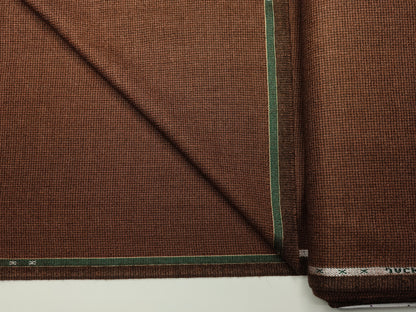 Raymond Lancaster 100% Wool Jacketing Suiting Fabric (Rust, Micro Houndstooth)