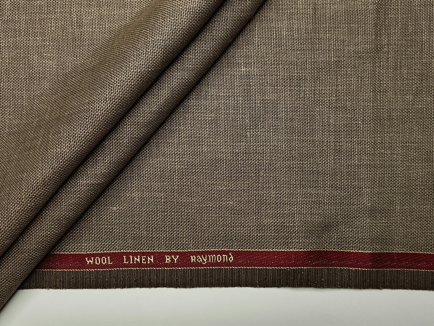 Raymond 50% Wool 50% Linen Blended Suiting Fabric (Light Brown , Hopsack Weave)