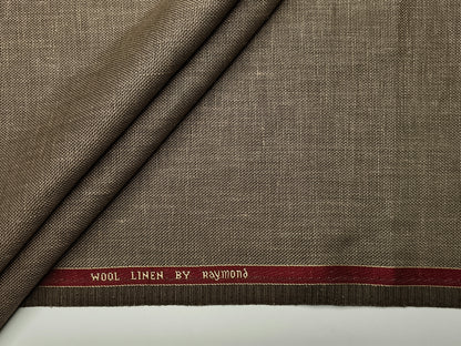 Raymond 50% Wool 50% Linen Blended Suiting Fabric (Light Brown , Hopsack Weave)