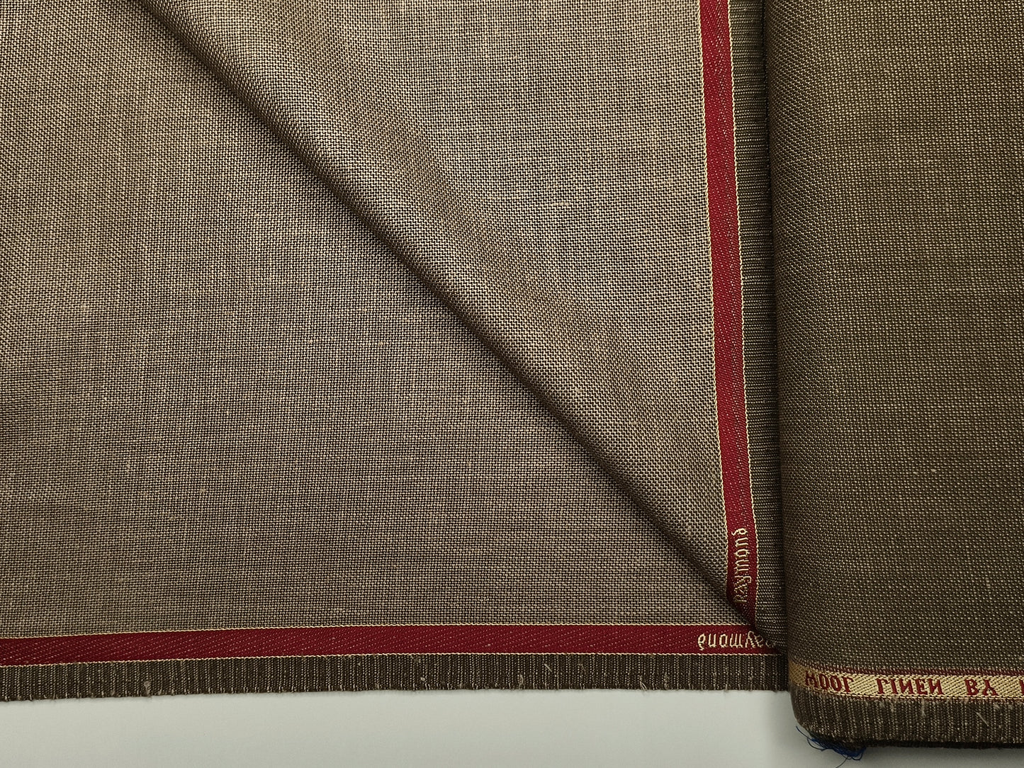 Raymond 50% Wool 50% Linen Blended Suiting Fabric (Light Brown , Hopsack Weave)