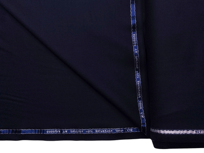 Raymond 100% Wool Super 120s Premium Suiting Fabric (Navy Blue, Plain)