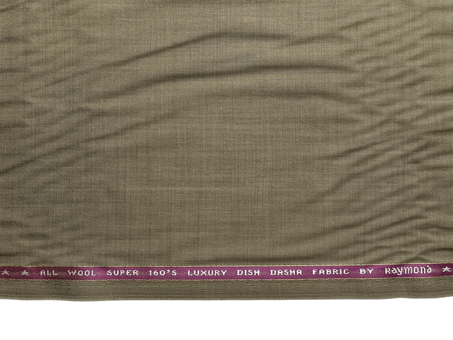 Raymond 100% Wool Lightweight Super 160s Dish Dasha Suiting Fabric (Olive Beige, Self Design)