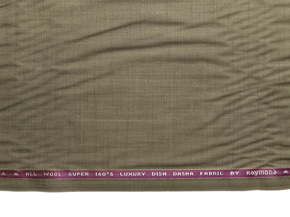 Raymond 100% Wool Lightweight Super 160s Dish Dasha Suiting Fabric (Olive Beige, Self Design)