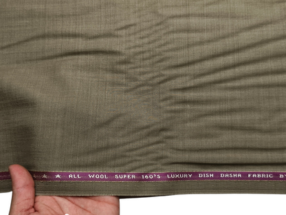Raymond 100% Wool Lightweight Super 160s Dish Dasha Suiting Fabric (Olive Beige, Self Design)