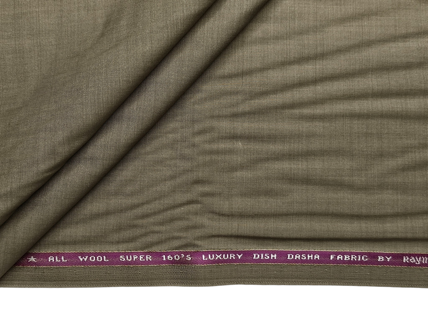 Raymond 100% Wool Lightweight Super 160s Dish Dasha Suiting Fabric (Olive Beige, Self Design)
