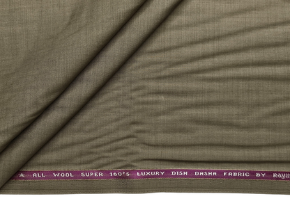 Raymond 100% Wool Lightweight Super 160s Dish Dasha Suiting Fabric (Olive Beige, Self Design)