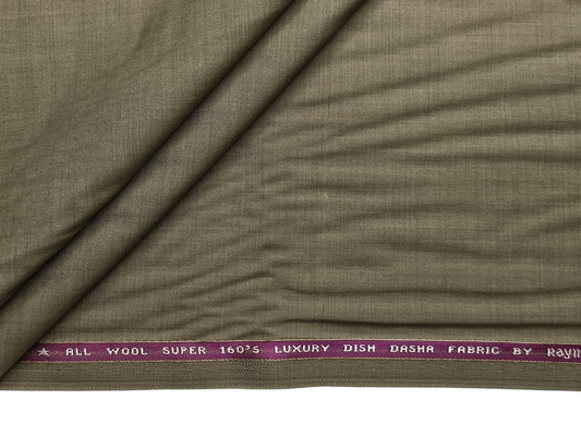 Raymond 100% Wool Lightweight Super 160s Dish Dasha Suiting Fabric (Olive Beige, Self Design)