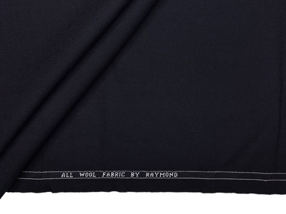 Raymond 100% Wool Premium Suiting Fabric (Blueish Black, Plain)