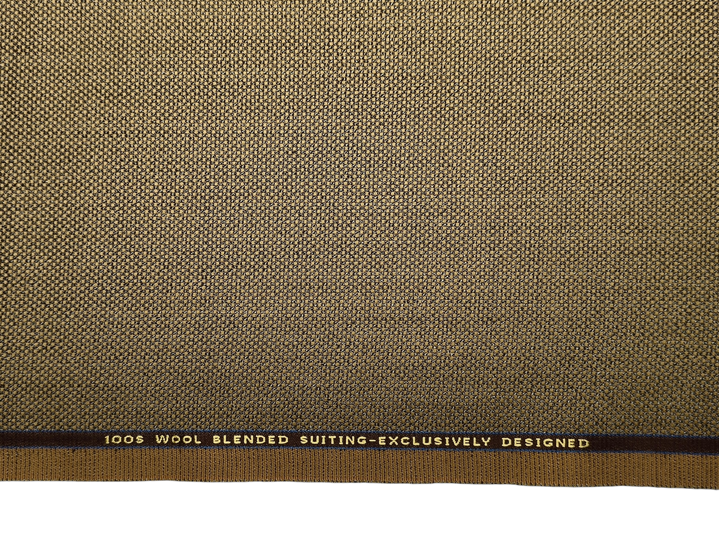 Georgia Gullini Italy Super 100s Merino Wool Blended Premium Suiting Fabric (Mustrad Brown, Textured)