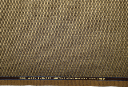 Georgia Gullini Italy Super 100s Merino Wool Blended Premium Suiting Fabric (Mustrad Brown, Textured)